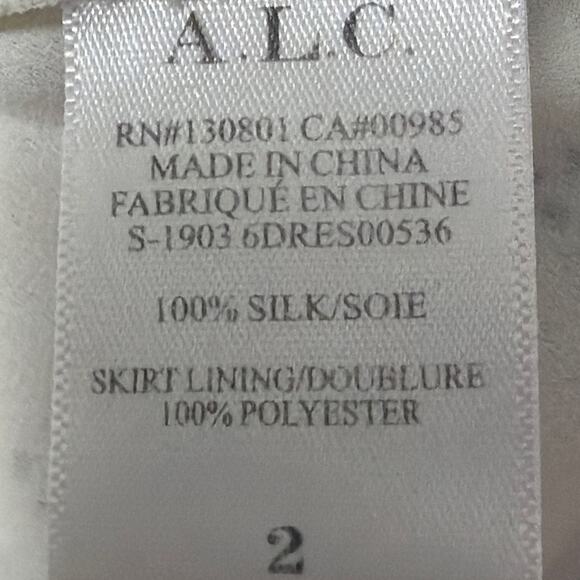 A.L.C Isobel 100% Silk Mini Dress Half Moon Pattern Cream Black Size 2 Designer - Picture 8 of 9